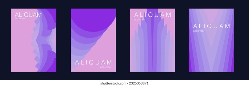 Fluid Minimal Cover. Set of Vector Backgrounds for Business Flyers. Luxury Abstract Brochure. Liquid Texture for Foil Label. Vintage Design Red and Purple 1990 Paper Gradient Backdrop.