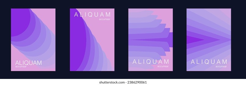 Fluid Minimal Cover. Set of Vector Backgrounds for Business Flyers. 1990 Paper Gradient Backdrop. Red and Purple Luxury Abstract Brochure. Liquid Texture for Foil Label. Vintage Design