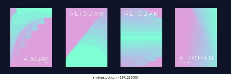 Fluid Minimal Cover. Set of Vector Backgrounds for Business Flyers. Teal Green and Red Luxury Abstract Brochure. Liquid Texture for Foil Label. Vintage Design 1990 Paper Gradient Backdrop.