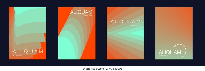 Cubierta mínima del líquido. Conjunto de fondos de Vector para volantes de negocios. Fondo de degradado de papel verde azulado y rojo de Antiguas Design 1990. Folleto Abstractas de lujo. Textura Líquida para Etiqueta de Lámina.