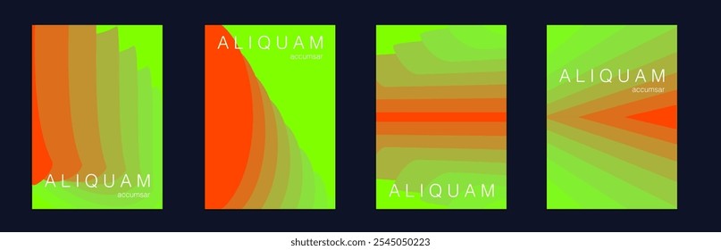 Fluid Minimal Cover. Teal Green and Red 1990 Paper Gradient Backdrop. Luxury Abstract Brochure. Liquid Texture for Foil Label. Set of Vector Backgrounds for Business Flyers. Vintage Design