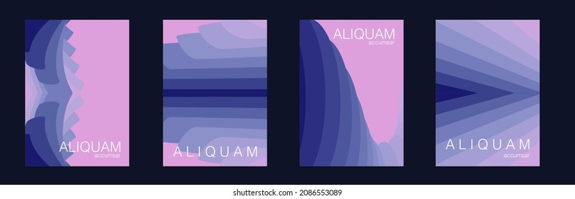 Fluid Minimal Cover. Vintage Design Luxury Abstract Brochure. Liquid Texture for Foil Label. 1990 Paper Gradient Backdrop. Set of Vector Backgrounds for Business Flyers. Blue and Red