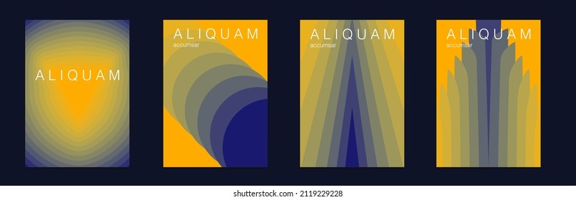 Fluid Minimal Cover. Vintage Design Set of Vector Backgrounds for Business Flyers. Luxury Abstract Brochure. Liquid Texture for Foil Label. 1990 Paper Gradient Backdrop. Fortuna Yellow