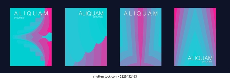Fluid Minimal Cover. Vintage Design Blue and Red 1990 Paper Gradient Backdrop. Luxury Abstract Brochure. Liquid Texture for Foil Label. Set of Vector Backgrounds for Business Flyers.
