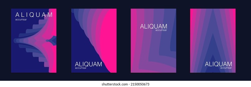 Fluid Minimal Cover. Vintage Design Luxury Abstract Brochure. Liquid Texture for Foil Label. Blue and Red 1990 Paper Gradient Backdrop. Set of Vector Backgrounds for Business Flyers.