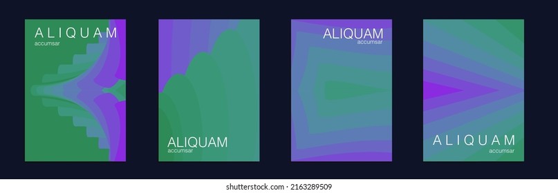 Fluid Minimal Cover. Vintage Design Green and purple Set of Vector Backgrounds for Business Flyers. 1990 Paper Gradient Backdrop. Luxury Abstract Brochure. Liquid Texture for Foil Label.