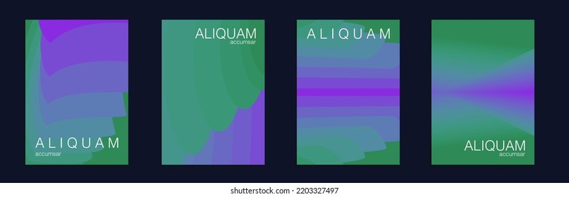 Fluid Minimal Cover. Vintage Design Green and purple Luxury Abstract Brochure. Liquid Texture for Foil Label. 1990 Paper Gradient Backdrop. Set of Vector Backgrounds for Business Flyers.