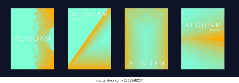 Fluid Minimal Cover. Vintage Design 1990 Paper Gradient Backdrop. Luxury Abstract Brochure. Liquid Texture for Foil Label. Mint Green and Yellow Set of Vector Backgrounds for Business Flyers.