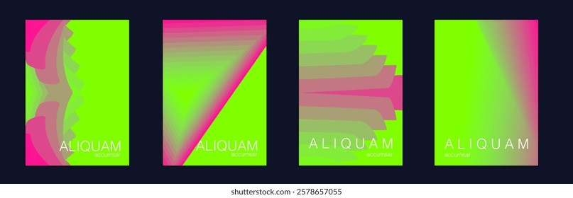 Fluid Minimal Cover. Vintage Design Teal Green and Red Luxury Abstract Brochure. Liquid Texture for Foil Label. 1990 Paper Gradient Backdrop. Set of Vector Backgrounds for Business Flyers.