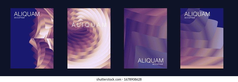 Fluid Minimal Designs. Abstract Vector Template. Indigo and Purple Metallic Geometric Liquid Texture. Vintage Paper Gradient Texture. Light Stylish Luxury Flyer. Business Background.