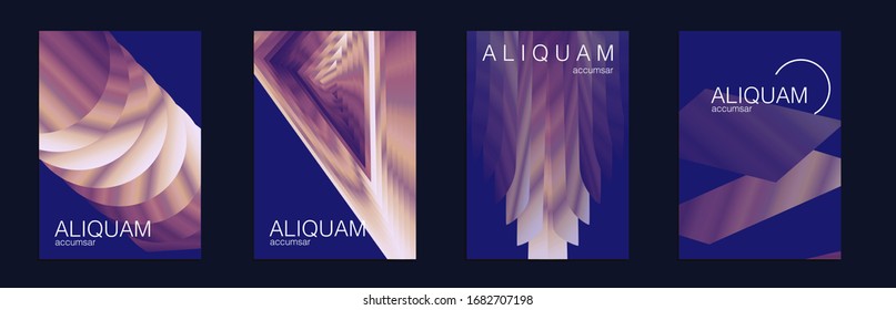 Fluid Minimal Designs. Abstract Vector Template. Geometric Liquid Texture. Business Background. Indigo and Purple Metallic Vintage Paper Gradient Texture. Light Stylish Luxury Flyer.