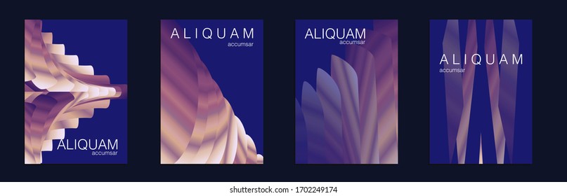Fluid Minimal Designs. Abstract Vector Template. Geometric Liquid Texture. Vintage Paper Gradient Texture. Light Stylish Luxury Flyer. Indigo and Purple Metallic Business Background.