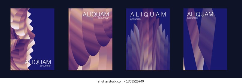 Fluid Minimal Designs. Abstract Vector Template. Indigo and Purple Metallic Geometric Liquid Texture. Vintage Paper Gradient Texture. Light Stylish Luxury Flyer. Business Background.