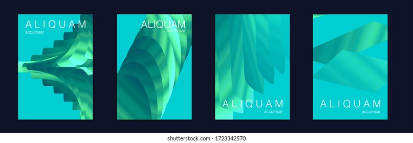 Fluid Minimal Designs. Abstract Vector Template. Classic Blue, Indigo and Green Metallic Business Background. Vintage Paper Gradient Texture. Light Stylish Luxury Flyer. Geometric Liquid Texture.