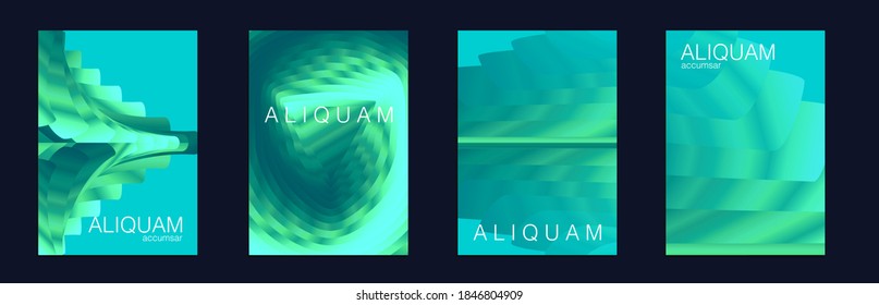 Fluid Minimal Designs. Abstract Vector Template. Geometric Liquid Texture. Classic Blue, Indigo and Green Metallic Vintage Paper Gradient Texture. Light Stylish Luxury Flyer. Business Background.