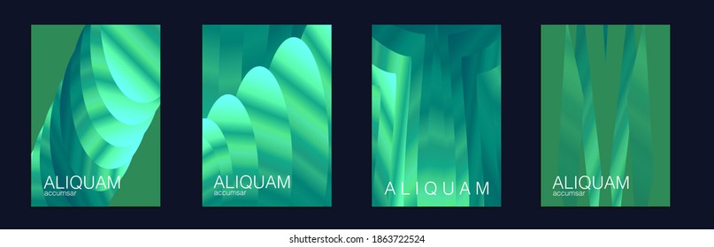 Fluid Minimal Designs. Abstract Vector Template. Geometric Liquid Texture. Green and Aqua Menthe Metallic Vintage Paper Gradient Texture. Light Stylish Luxury Flyer. Business Background.