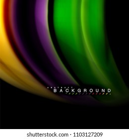 Flüssigkeitsgemische Farben, Vektorwellenabstraktes Hintergrunddesign. Farbige Maschenwellen. Vektorgrafik