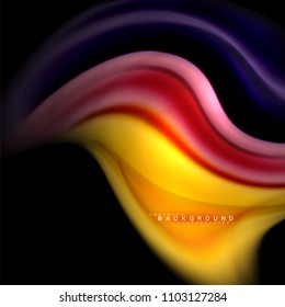 Flüssigkeitsgemische Farben, Vektorwellenabstraktes Hintergrunddesign. Farbige Maschenwellen. Vektorgrafik