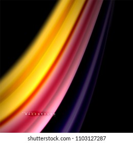 Flüssigkeitsgemische Farben, Vektorwellenabstraktes Hintergrunddesign. Farbige Maschenwellen. Vektorgrafik