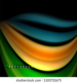 Flüssigkeitsgemische Farben, Vektorwellenabstraktes Hintergrunddesign. Farbige Maschenwellen. Vektorgrafik