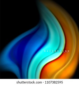 Fluid mixing colors vector wave abstract background design. Colorful mesh waves. Vector illustration