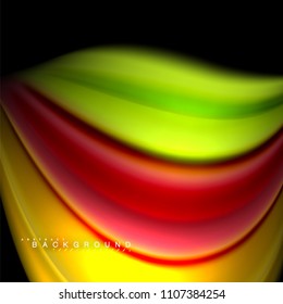 Flüssigkeitsgemische Farben, Vektorwellenabstraktes Hintergrunddesign. Farbige Maschenwellen. Vektorgrafik
