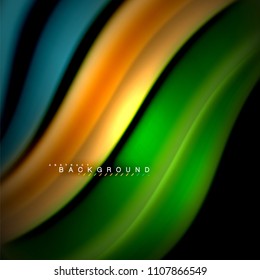 Flüssigkeitsgemische Farben, Vektorwellenabstraktes Hintergrunddesign. Farbige Maschenwellen. Vektorgrafik