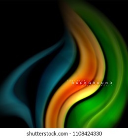 Diseño de fondo abstracto de ondas vectoriales con colores de mezcla fluida. Olas de malla coloridas. Ilustración del vector