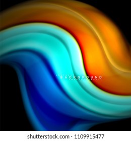 Flüssigkeitsgemische Farben, Vektorwellenabstraktes Hintergrunddesign. Farbige Maschenwellen. Vektorgrafik