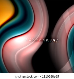 Fluid mixing colors vector wave abstract background design. Colorful mesh waves. Vector illustration