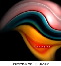 Fluid mixing colors vector wave abstract background design. Colorful mesh waves. Vector illustration