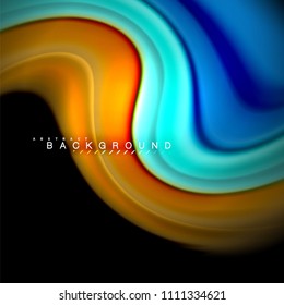 Fluid mixing colors vector wave abstract background design. Colorful mesh waves. Vector illustration