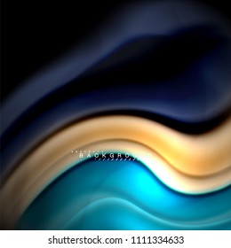 Flüssigkeitsgemische Farben, Vektorwellenabstraktes Hintergrunddesign. Farbige Maschenwellen. Vektorgrafik
