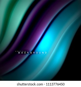 Diseño de fondo abstracto de ondas vectoriales con colores de mezcla fluida. Olas de malla coloridas. Ilustración del vector
