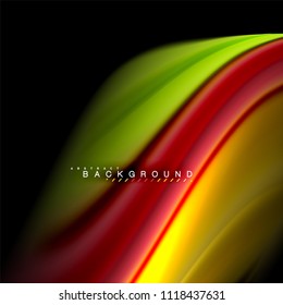 Flüssigkeitsgemische Farben, Vektorwellenabstraktes Hintergrunddesign. Farbige Maschenwellen. Vektorgrafik
