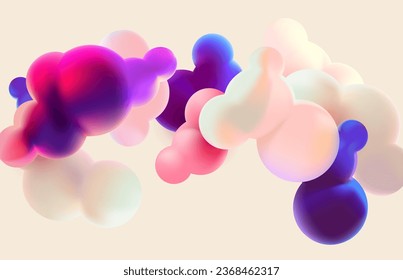 Bolas de morfología fluida sobre el fondo de la luz. Morfeando manchas coloridas. Formas metabólicas del vector abstracto.