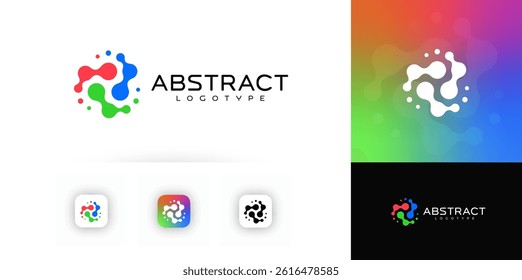 Fluid movement logo organic shape, evokes creativity, innovation, biotech, creative app, tech startup, media. Vector logotype