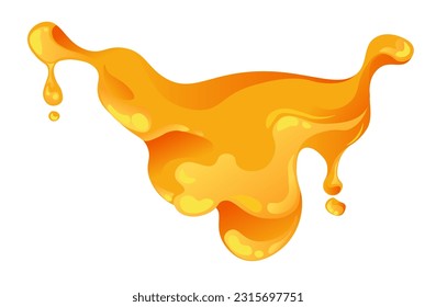 Fluid or nectar from flowers, isolated sweet honey liquid. Sticky yellow nectar collected from flowers blossom. Tasty products, beekeeping, and apiary industry business. Vector in flat style