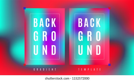 Fluid Neon Gradient Background Template. Light Colorful Blend Wavy Layout. Cover Tech Wavy Gradient Backdrop. Digital Vector Background.