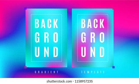 Fluid Neon Gradient Background Template. Abstract Colorful Wavy Layout. Blend Vibrant Gradient Cover Backdrop. Flat Design Background.