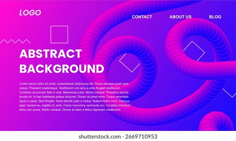 Fluid Neon Pink and Blue 3D Tubular Abstract Background