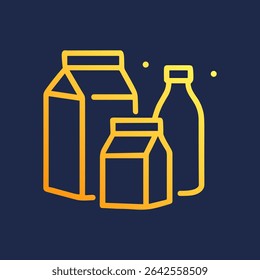 Fluid nourishment outlined on dark canvas. Icon symbol illustration