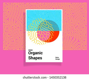 Fluid organic colorful shapes, Creative pop art vector illustration with Reaction-Diffusion pattern. Trendy retrofuturistic neo memphis style poster for music event, club party flyer, web banner.