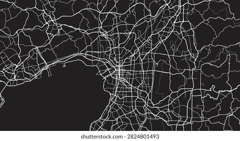 Fluid and organic representation of Osaka roads highlighting city movement and arterial transit pathways
