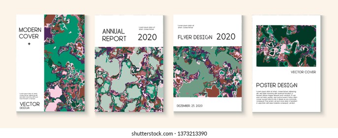 Fluid Paint, Clay Texture Vector Cover Layout. Modern Earth Day Ecology Poster. Green Tropical Forest Ecology Report. Ad Annual Report, Grunge Book Page Template. Fluid Paint Clay Texture Cover