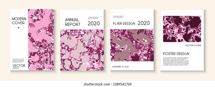 Fluid Paint, Clay Texture Vector Cover Layout. Retro Earth Day Ecology Poster. Pink Rose Japanese Cosmetics Design. Futuristic Folder, Grunge Book Page Template. Fluid Paint Clay Texture Cover