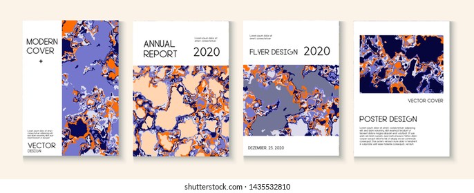 Fluid Paint, Clay Texture Vector Cover Layout. Green, Yellow, Pink, Orange Design. Hipster Earth Day Ecology Poster. Futuristic Folder, Scientific Journal Template. Fluid Paint Clay Texture Cover