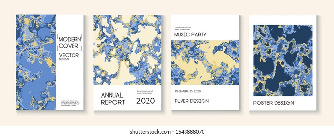 Fluid Paint, Clay Texture Vector Cover Layout. Water Ecology Blue Winter Report. Music Poster, Scientific Journal Template. Funky Earth Day Ecology Poster. Fluid Paint Clay Texture Cover