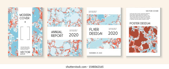 Fluid Paint, Clay Texture Vector Cover Layout. Vintage Earth Day Ecology Poster. Water Ecology Blue Winter Report. Music Poster, Futuristic Folder Template. Fluid Paint Clay Texture Cover