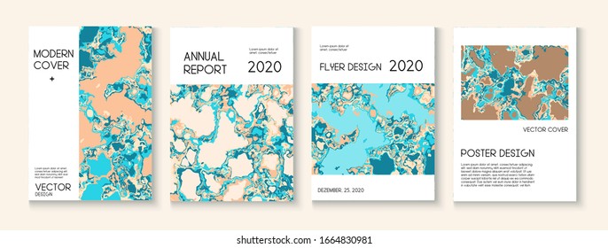 Fluid Paint, Clay Texture Vector Cover Layout. Water Ecology Blue Winter Report. Simple Earth Day Ecology Poster. Corporate Identity, Grunge Book Page Template. Fluid Paint Clay Texture Cover